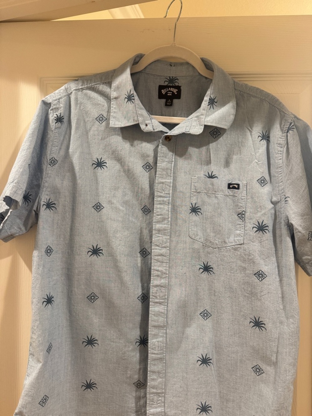Billabong Light Blue Short-Sleeve Palm Print Shirt